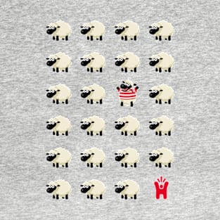 Red & White Hoops - Unique Sheep - Happy-Me T-Shirt